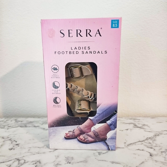 Serra Ladies Footbed Sandals - Tan - Picture 1 of 6